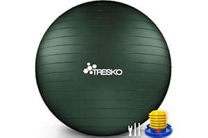 TRESKO® Gymnastikball BPA-Frei inkl. Luftpumpe | Ball für Fitness, Yoga, Gymnastik, Schwangerschaft, Core Training, Rücken | Yogaball Pezziball Pilatesball Sitzball Anti-Burst 300 kg