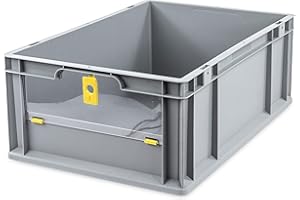 aidB Eurobox NextGen Insight Cover gelb, 600x400x220 mm, Cover niedrig, robuste Regalbox mit Entnahmeöffnung, stapelbare Kunststoffkiste, ideal für die Industrie, 1St