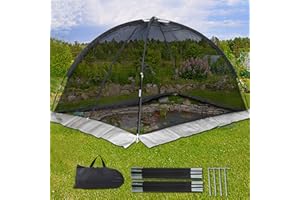 Kapler Pond Net Cover, Pond Dome Cover Net, Garden Pond Nets for Outdoor Ponds, Pond Cover, Pond Dome with Zipper and Stakes, Pond Protector for Koi Ponds, Plants and Vegetables Protective Tent