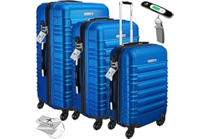 KESSER® 3tlg. Hartschalenkofferset Hard Shell Basic Hartschalenkoffer Trolley Koffer Reisekoffer Reisekofferset Gepäck Rollkoffer Schloss 4 Rollen ABS-Hartschale Teleskopgriff M-L-XL