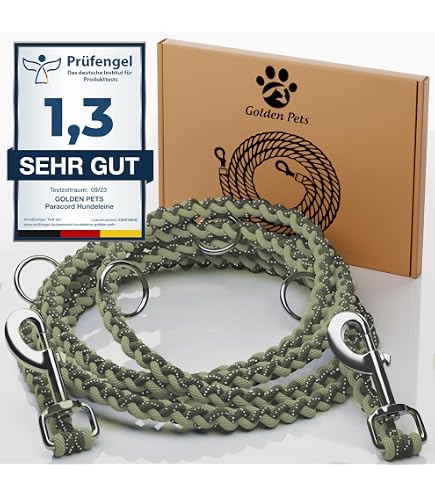 KENSONS Hundeleine 'Heartbeat' - Tauleinen Mit Hirschhorn, 3-fach Verstellbar, 2m