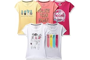 Easybuy Girl's Regular Fit T-Shirt (Pack of 5)