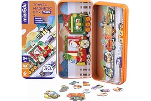 mierEdu Magnetic Game Box - Trains I Promotes Motor Skills + Imagination I Ideal for Home and as a Travel Game for Children I Magnetic Toy Children I Toy from 3 Years