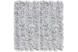 LATERN 10M Guirnalda de Oropel Navideña, Plateado Oropel Metálico Guirnalda Gruesa y Brillante con Punta Helada para Árbol de Navidad Invierno Boda Cumpleaños día Festivo Fiesta Decoración