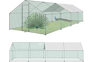 XINZI 24㎡ wybieg dla małych zwierząt, kurnik z ocynkowanej ramy stalowej, wybieg zewnętrzny z folią PE, dach i zamek, klatka dla drobiu (3 x 8 x 2 m)