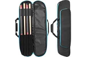 GOBUROS 2x2 Pool Queue Koffer für 2 Unterteile und 2 Schäfte, weicher Pool Stick Halter mit Zubehörtasche vorne, Billard Queue Tragetaschen mit Schultergurt für einfaches Tragen