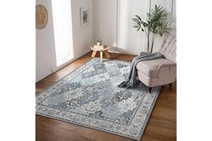 BEIMO Tapis lavable, antidérapant, 120 x 170 cm, style bohème vintage, léger et résistant décoloration, pour couloir, entrée, salon et zones à forte sollicitation