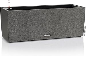 Lechuza BALCONERA Stone 50 Self Watering Planter Plastic Indoor/Outdoor Flower Plant Pot Table and Window Box with Drainage HoleH19 L50 W19 cm Graphite Black