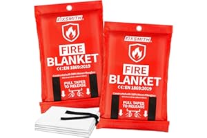 FIXSMITH Fire Blanket for Home and Kitchen, Fireproof Emergency Blanket-2 Pack, Flame Retardant Blanket for Survival, Heat Resistant to 1076°F, Ideal for Workshop& Camping Safety-（40inx40in）