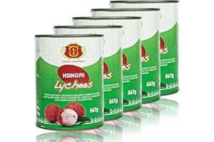 Spring Happiness - 5er Pack Premium Litschis in 567 g Dose - Original Lychee Litchi traditionell eingelegt in Konserve