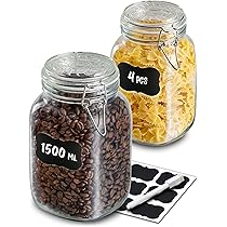 3 Barattoli Ermetici Con Clip Da 2L - Con Etichette, Pennarello E Guarnizioni Extra