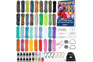 MONOBIN Paracord, 550 Paracord-Kombi-Set - multifunktionale Paracord-Seile und komplettes Zubehör für Paracord-Armbänder, Schlüsselbänder, Hundehalsbänder (36 Colors-B)