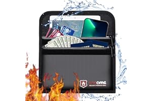 XOCOME Feuerfeste Dokumententasche, Zwei Taschen, wasserdicht, feuerfest, geldsicher, 22,9 x 17,8 cm, Nicht juckend, silikonbeschichtet, feuerfeste Tasche für Akten, Bargeld, Schmuck und Wertsachen