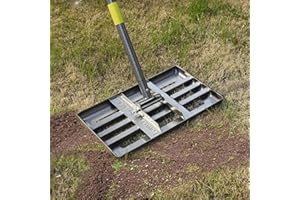 FLY HAWK Lawn Leveling Rake | Levelawn Tool | Level Soil or Dirt Ground Surfaces Easily | 18” x 10” Ground Plate | rakes for lawns heavy duty 72” Extra Long Handle | Extracted iron metal Black