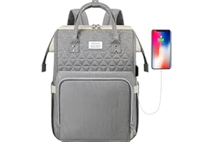 VSNOON Laptop Backpack for Women,17.3 Inch Trave Backpack Laptop Rucksack, Travel Backpack with USB Charging Port, Water Resistant Business Work Bag Computer Backpack for Men, Grey