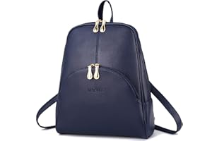 Nevenka Rucksack Damen Cityrucksack Daypack Tagesrucksack PU Leder Zweiwege Reißverschluss Elegantes Design (Blau)