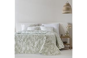ETHERE MAISON Colcha Jacquard Reversible algodón Alessia Verde Cama 135 cm - 235X270 cm