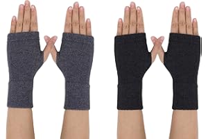 MaoXinTek Kaschmir Handschuhe Fingerlose Fäustlinge Handwärmer für Damen, 2 Paar Wärmer Strick Kurzer Gestrickte Halb Winter-Handschuhe mit Fingerdaumenloch zum Tippen Fahren