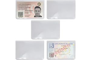GÉNÉRIQUE 10 Pochette Porte-Cartes Autocollantes Transparentes pour VTC et Mobilité Inclusion | Fabriqué en France | Étui pour Cartes Plastifiés