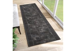 TAPISO Anti Rutsch Teppich Läufer rutschfest Brücke Meterware Modern Schwarz Grau Verwischt Figuren Design Flur Küche Wohnzimmer 67 x 200 cm