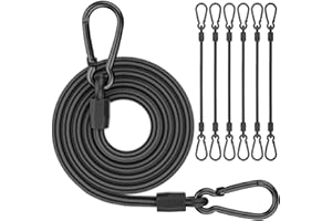 RUGTOL Bungee Cords with Hooks, Upgrade 120 cm Long Heavy Duty Bungee Cords with Carabiner Clips 6 Pack, Extra Strong Black Elastic Bungee Straps for Outdoor, Tarpaulin, Motorcycle, Truck, Tent