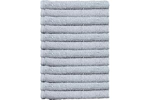 SweetNeedle Face Cloths Washcloth Fingertip Towels Set 30x30 cm 100% Cotton, Extra Absorbent, Premium Quality, Soft, Long lasting Fannel for Bathroom, Face Wash, Salon, Gym, Spa (12 Pack, Silver)