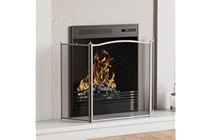 Fire Vida Denton Fire Screen 3 Panel Pewter Guard Cover Spark Shield Protector Fireside