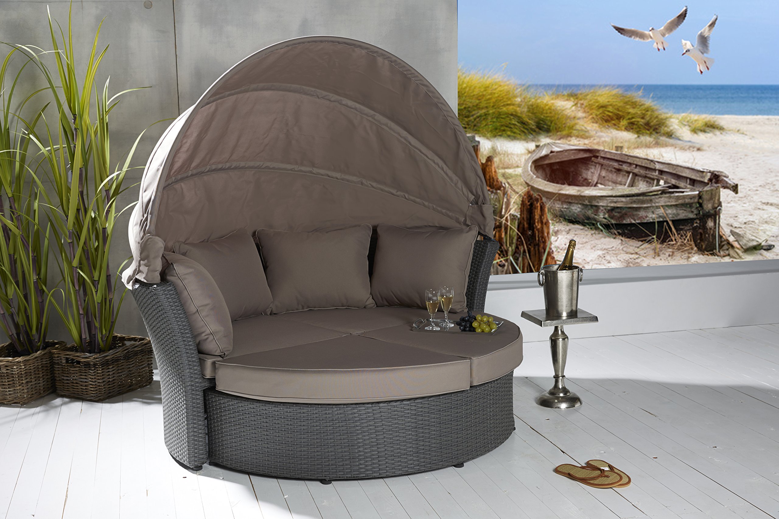 LC Garden Miami Sonneninsel grau Garteninsel Garten Muschel Lounge Outdoor Gartenmöbel Gartenlounge – Bild 5