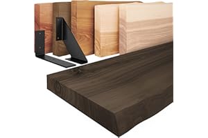 ‎LAMO LAMO Manufaktur Wandregal Holz Baumkante | Regal Farbe: Schwarz|mit schwarzem Basic Regalträger|120 cm