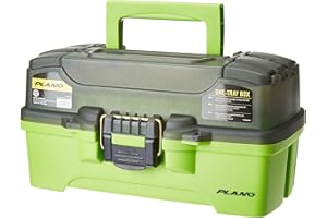 Plano One-Tray Tackle Box, Storage Box, Molded Tackle Storage, All Fishing,Unisex, Bright Green