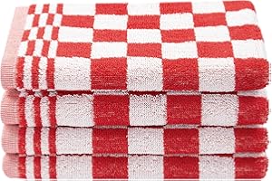 ZOLLNER 4 Trapos de Cocina de Rizo de algodón, 50x50 cm, a Cuadros Rojos