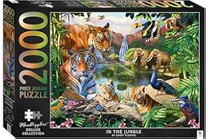 HINKLER Mindbogglers Deluxe Collection 2000-Piece Jigsaw Puzzle In the Jungle by Garry Fleming | Adult's Jigsaw Puzzle | Animal Jigsaw