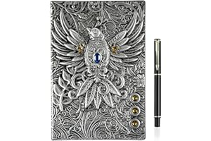OFFCUP Cuaderno de Piel en Relieve 3D A5, 200 Páginas Libreta Vintage Cuaderno de Viaje Bloc Notas con Bolígrafo, Diario de Viaje Cuaderno de Escritura para Hombres y Mujeres (Pájaro)