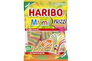 Haribo Miami Frizzi, Caramelle Gommose Veggie Frizzanti, Gusto Frutta, Ideali Per Feste E Dolci Momenti Di Relax - 175gr