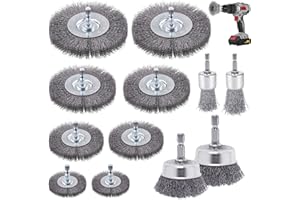 SOARFLY 12 Stück Drahtbürste Bohrmaschine, 6mm Stahlbürste Akkuschrauber mit Sechskantstange Drahtbürsten Set, Drahtbürste Akkuschrauber, für Schleifen, Polieren, Entrosten, Reinigen und Vibrationsdämpfen