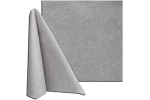 OPTIMA NATURALS Tovaglioli Monouso Flora in TNT simile al tessuto Made in Italy, disegno elegante damascato, 40x40cm 200 pz, Grigio Chiaro