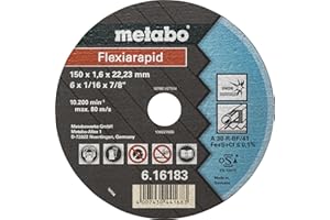 METABO 616183000 - Disco de tronzar para amoladora angular Flexiarapid A30-R -BF Inox plano Ø 150 x 2,0 x 22,22 mm (Envase de 25 Ud)