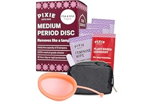 PIXIE CUP Pixie Menstrual Disc - No Metals or Toxins - Ranked 1 for Most Soft Reusable Period Disc - Removes Like a Tampon - Capacity of 5 Tampons (Medium)