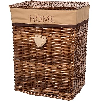 Wäschekorb Wäschesammler aus Weide mit Deckel braun *632