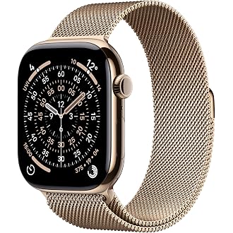 Apple Watch Series 11 GPS + Cellular 46mm Gold Titanium Case with Gold Milanese Loop - S/M