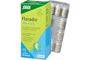 ‎SALUS Salus Floradix Eisen plus B12-1x 40 Kapseln (16 g) - bei erhöhtem Eisenbedarf bei vegetarischer und veganer Ernährung - mit gut verfügbarem Eisen und Vitamin B12