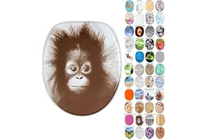 Sanilo Abattant WC, Grande sélection de lunettes de toilette, Finition de haute qualité, Charnières robustes, Fixation facile (Singe)