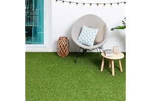 Steffensmeier Kunstrasen Rasenteppich Park Meterware | wasserdurchlässig UV- Beständigkeit für Balkon, Terrasse, Garten | Grün, Größe: 100x200 cm