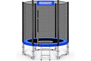 MONZANA® 6ft Complete Trampoline Set | 183cm Diameter With Safety Net, Access, Ladder, Edge Cover & Spring Tool | Home Childrens Garden Outdoor | Blue & Black