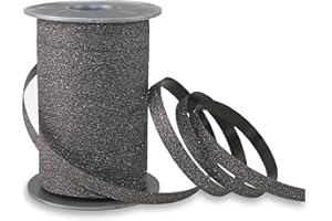 PRÄSENT Prasent Ruban en polypropylène Couleur pailletée 100 m x 10 mm, Noir