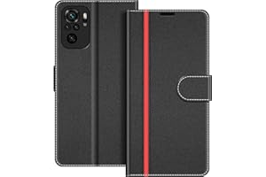 COODIO Funda Xiaomi Redmi Note 10 con Tapa, Funda Movil Xiaomi Redmi Note 10S, Funda Libro Xiaomi Redmi Note 10 Carcasa Magnético Funda para Xiaomi Redmi Note 10 / Note 10S, Negro/Rojo