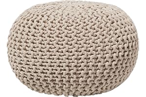 BELIANI Puf otomana Beige Tejido de algodón Relleno de EPS reposapiés pequeño Redondo 50 x 35 cm Conrad
