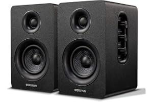 Sanyun SW208 3" Aktive Bluetooth 5.0 Regallautsprecher - 60W-Kohlefaser-Lautsprechereinheit - eingebauter 24-Bit-DAC - dynamischer 3D-Surroundsound – 2.0 Computer-PC-Monitor (Paar, schwarz)