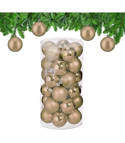 36 Palline Di Natale In Vetro 4 Cm – Opache E Lucide, Color Tortora, Per Decorazioni Albero Eleganti