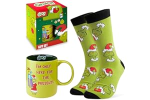 The Grinch Tazza e Calzini Uomo Set, Calze Polpaccio e 325ml Tazze - Regalo Uomo, Adolescenti
